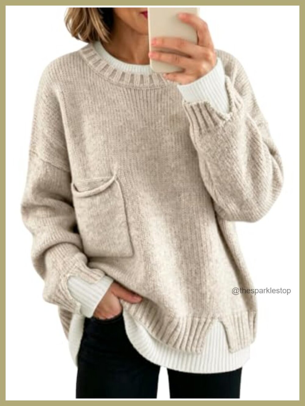 Wool Blend Oversized Chunky Ribbed Knit Pullover Sweater